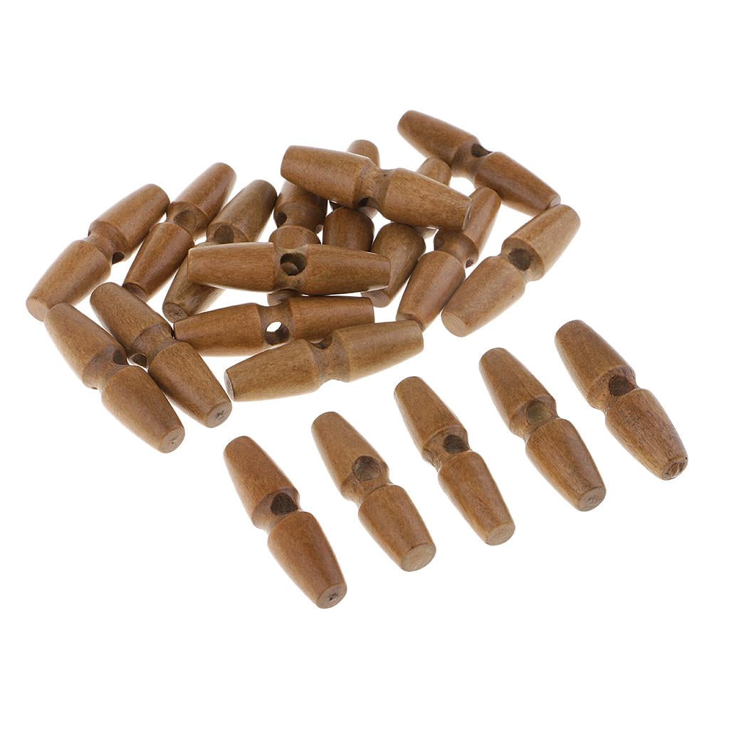 BLESIYA 4-6pack 20Pcs Wood Sewing Toggle Buttons Cloth Accessories Single Holes 5 Pcs