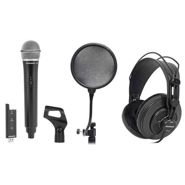 SAMSON Wireless USB Podcast Podcasting Microphone+Mic Clip+Headphones