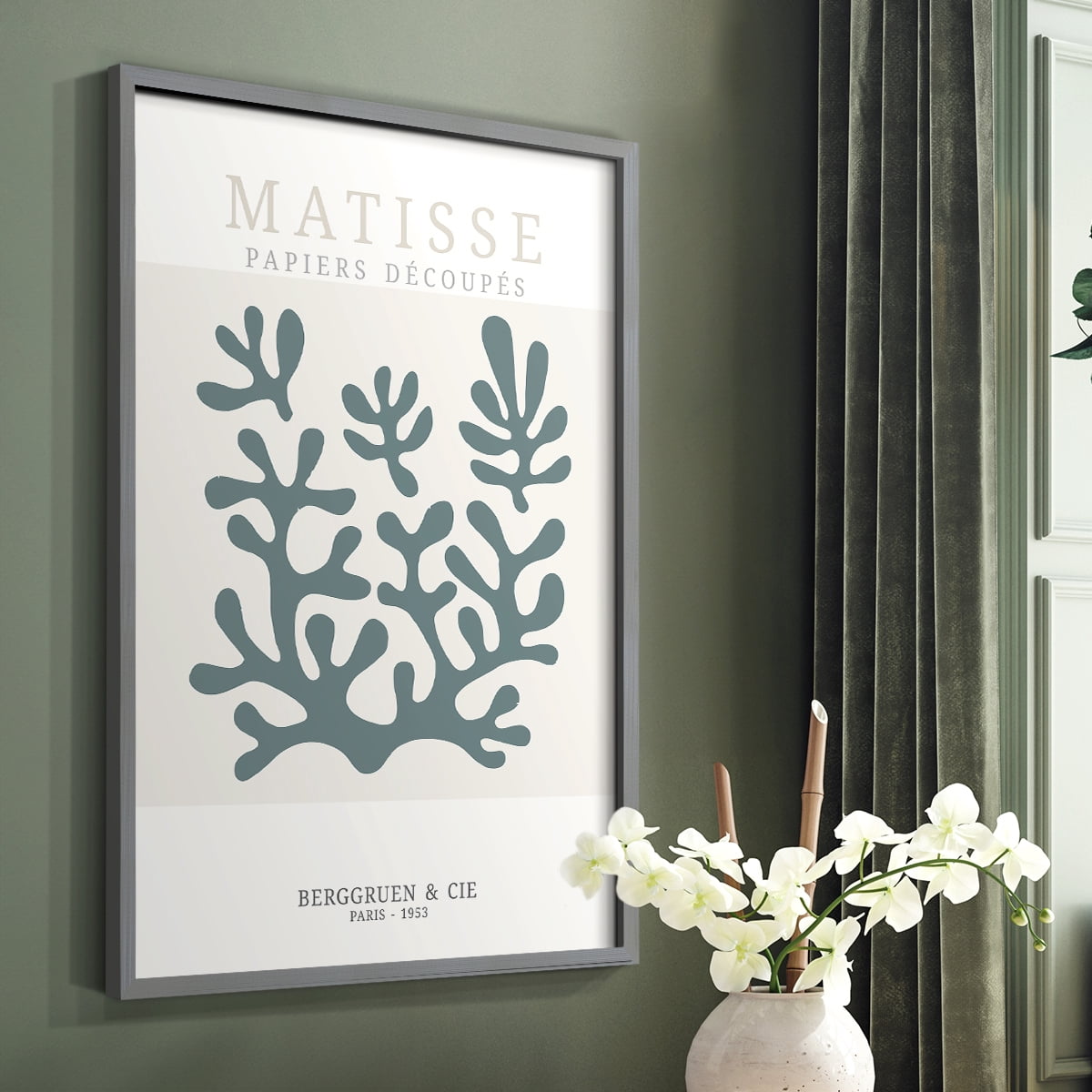 Matisse CDXXVII in Gray Solid Wood Framed Print No Nail Hanging