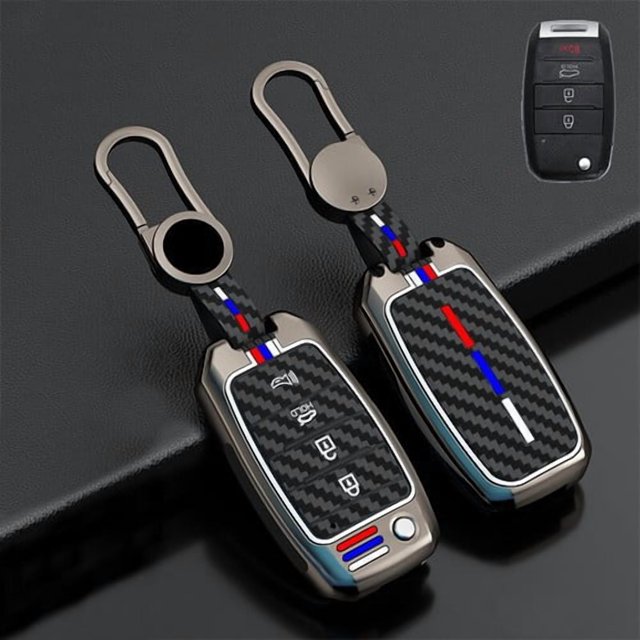 Car Key Fob Cover Case Protector Zinc Alloy Silicone Car Key Fob Case Cover For KIA Forte Rio Soul Optima Sorento