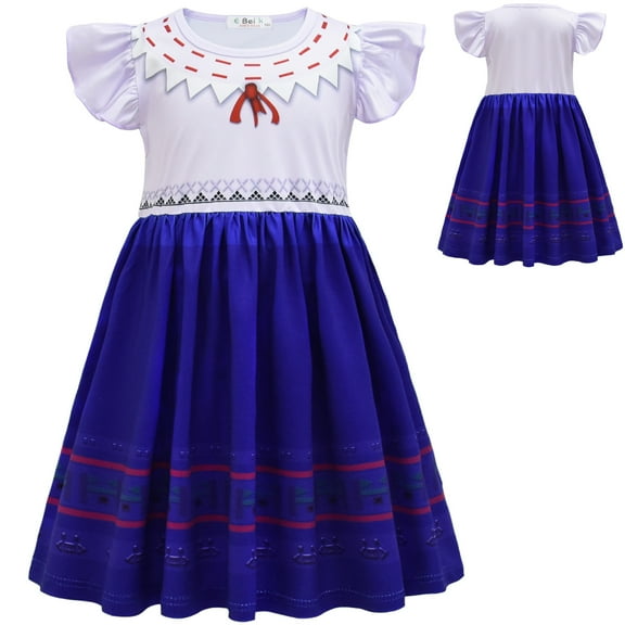 Girls Kids Mirabel Costume Flying Sleeves Dress Halloween Cosplay Casual Outfits