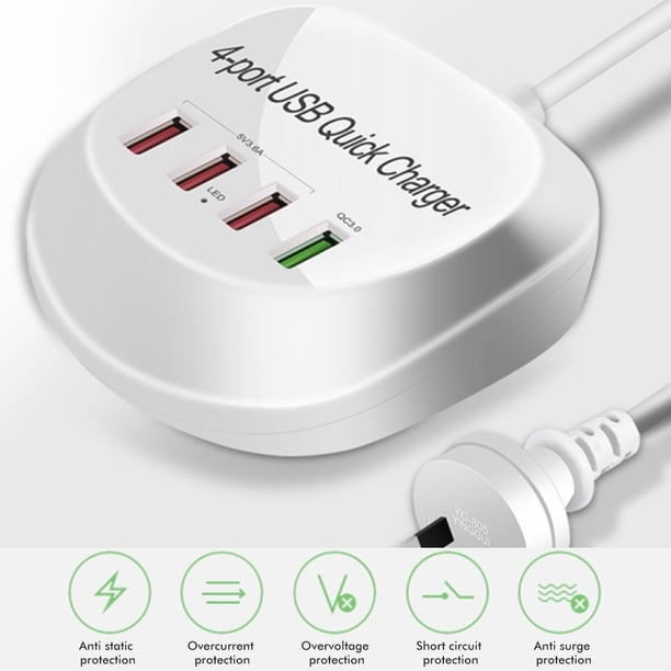 Adaptador De Estación De Carga Rápida Para Estación De Carga De Tableta De Teléfono Móvil Portátil Con Cargador Usb De 4 Puertos Advancent EL017464-04