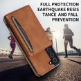 thumbnail image 4 of Design for Samsung Galaxy S22 5G Wallet Case with Tempered Glass Screen Protector PU Leather Credit Card Holder Slot Phone Cases Kickstand Shockproof Protective Cover for Men 6.1" Brown, 4 of 14