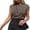 Coffee, variant on Summer Womens Short Sleeve Sweater Mock Neck Casual Basic Knit Slim Fitted Pullover Tops