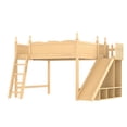 thumbnail image 6 of Harper & Bright Designs Queen Size Loft Bed with Wardrobe and Storage Shelves, Solid Wood Loft Bed Frame with Detachable Slide and Ladders, Natural, 6 of 12