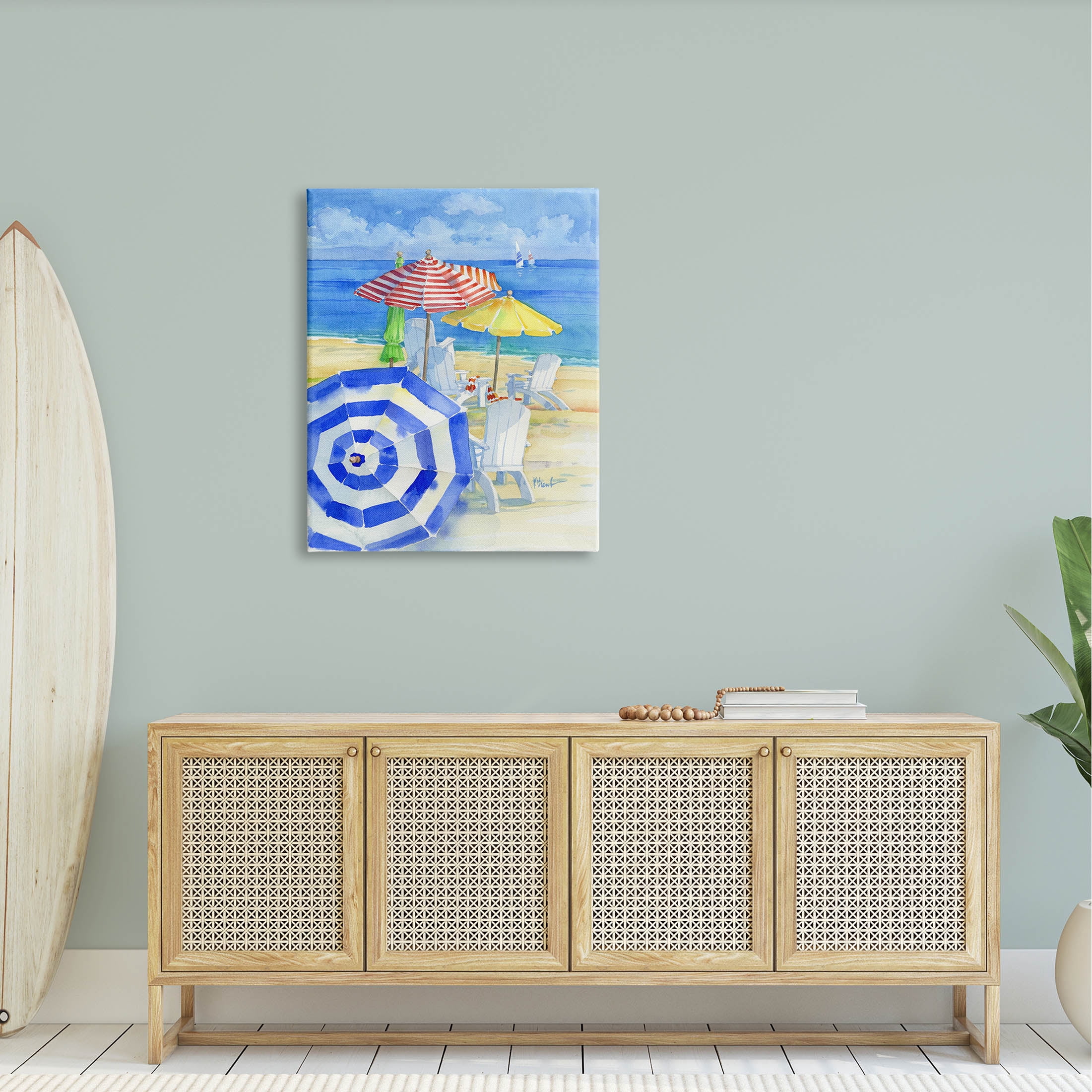 Stupell Industries Summer Beach Coast Ocean Waves Painting Gallery Wrapped Canvas Print Wall Art, Design by Paul Brent