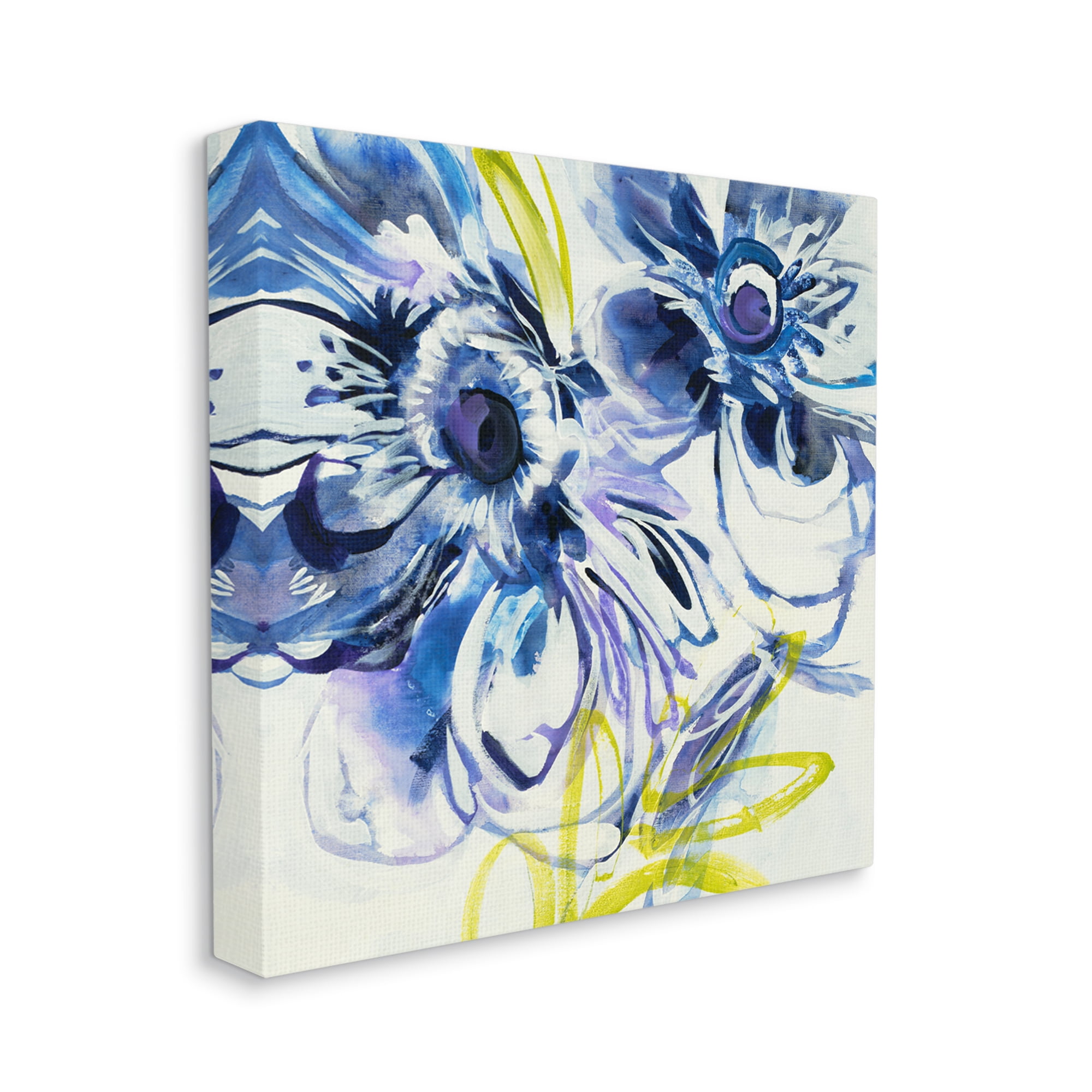 Stupell Industries Abstract Blue Blossoms Botanical & Floral Painting Gallery Wrapped Canvas Print Wall Art, 17 x 17