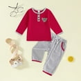 thumbnail image 2 of Xudanell Christening Outfitsf for Boys Toddler Fall Outfits Embroidery Sweatshirt Plaid Pants Vacation Outfits, 2 of 7