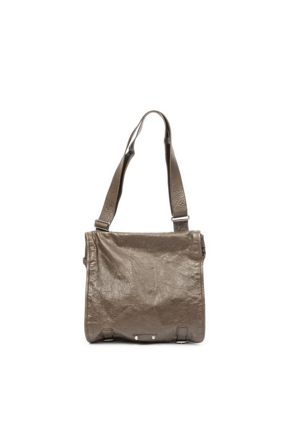 Pre-Owned Balenciaga Khaki Utility Messenger Shoulder Bag Distressed Calfskin Leather