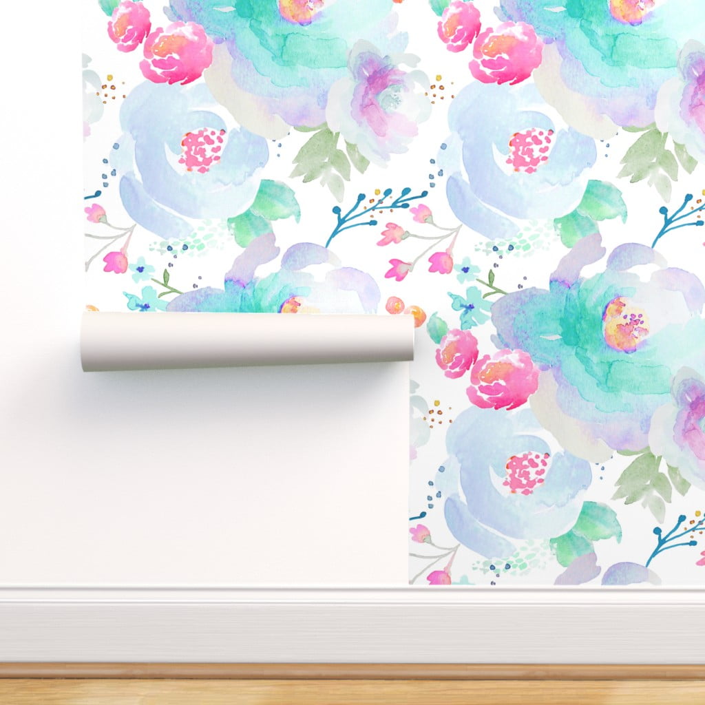 Peel-and-Stick Removable Wallpaper Indy Bloom Blue Florals Turquoise Flower  - Walmart.com