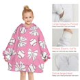 thumbnail image 6 of Pink Bows and Baseballs Pattern Blanket Hoodies for Kids 6-13YR Oversize Wearable Blanket Hoodies for Boys Girls Teens, 6 of 7