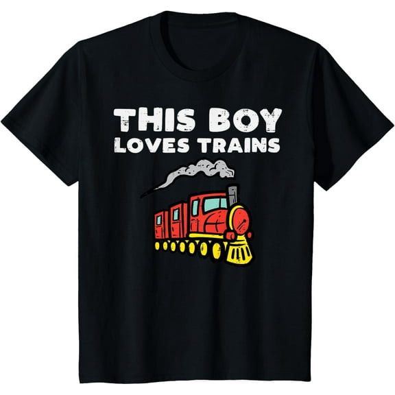 Kids This Boy Loves Trains Railroad Locomotive Boys Kids Toddler T-Shirt
