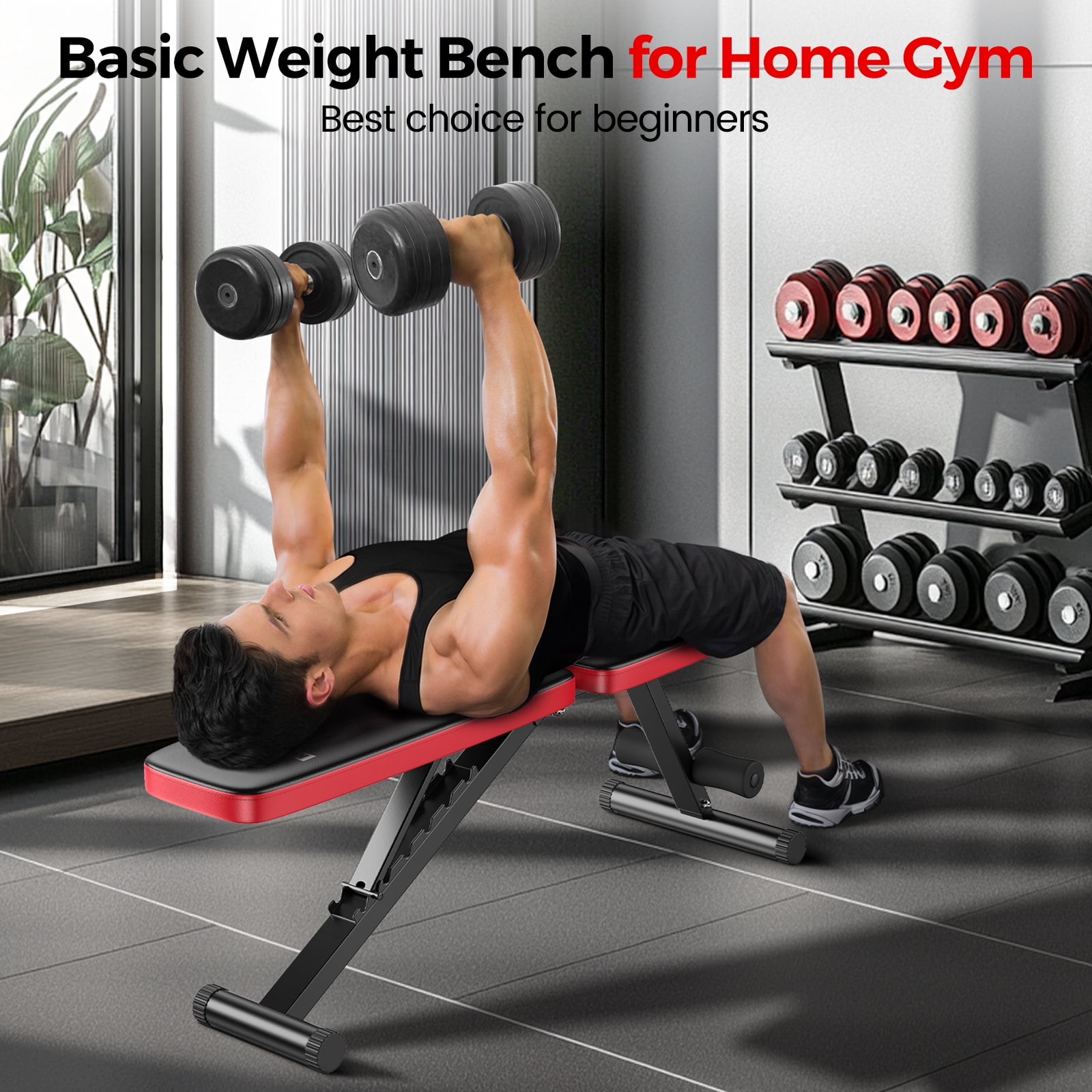 NICEPEOPLE Adjustable Weight Bench for Home Gym, Foldable Workout Bench with 8 Backrests and 660LBS Weight Capacity