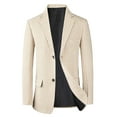 thumbnail image 5 of Blazer de Houndstooth de INSPIRE CHIC para hombre, corte clásico, chaqueta deportiva de cuadros de dos botones, color beige, 5 of 5