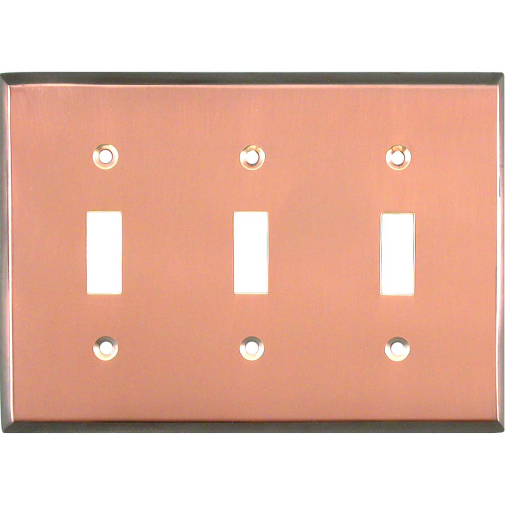 Antiqued Edge Copper 3 Toggle Light Switch Covers