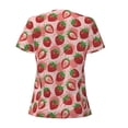 thumbnail image 3 of Uemuo Cute Strawberry Drawing Women's Deep V-Neck Low Cut Tops - Casual Loose Fit with Stainless Steel Loop, Soft, Breathable, Perfect for Office, Travel, and Daily Wear-Small, 3 of 5