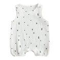 thumbnail image 1 of Été Bébé Garçons Filles Romper Sans Manches Cactus Impression Coton Lin Combinaisons Combinaisons Salopettes, 1 of 6
