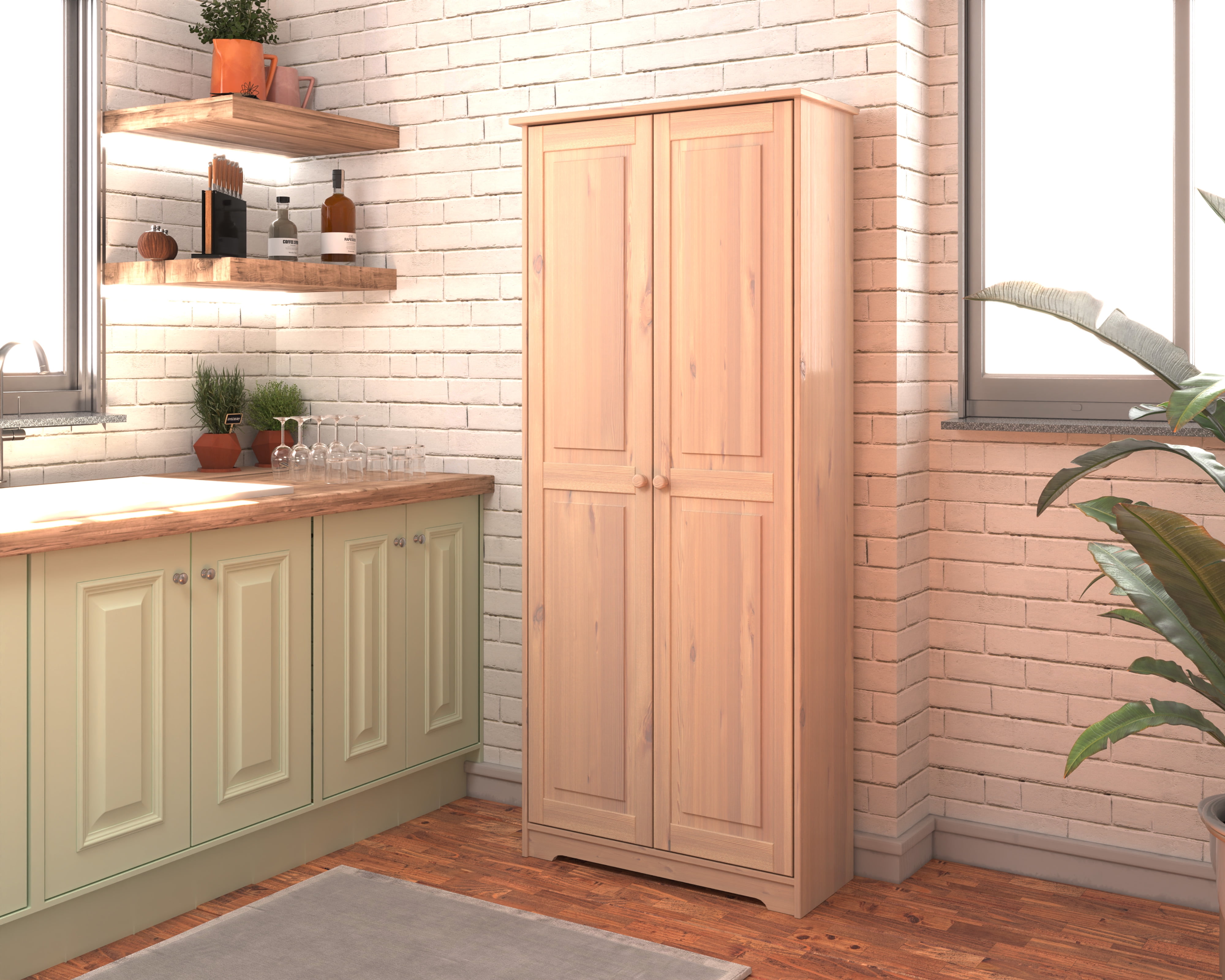 Solid Wood Unfinished Pantry Cabinet