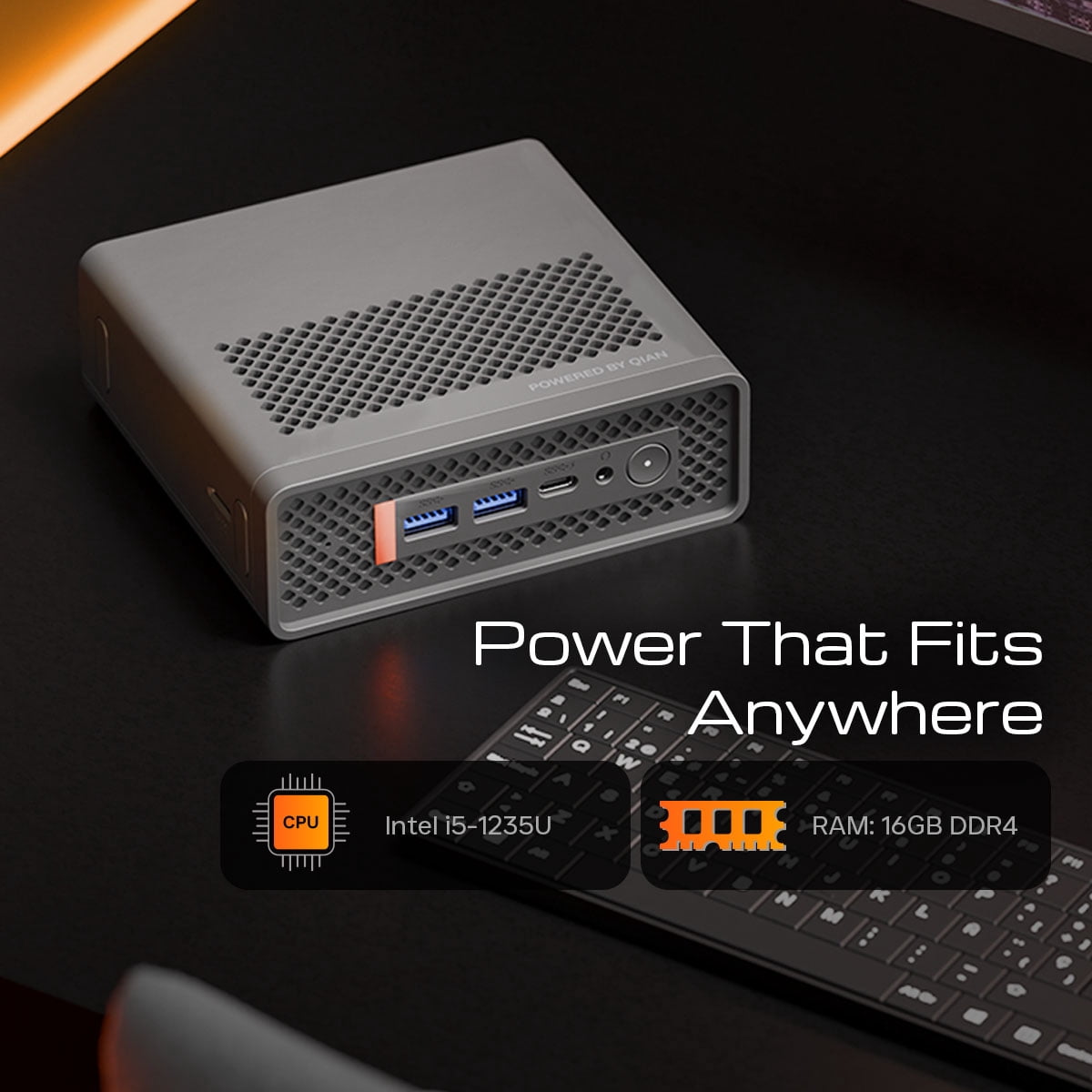 QII Mini PC Desktop – Core i5‑1235U, 16GB DDR4, 512GB NVMe SSD, Wi‑Fi 6, Windows 11 Pro – Compact Business PC QII‑12A15