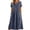 Navy, variant on TIHLMK Women's Vintage-style Floral Embroidered Pocket Bohemian Dresses Short Sleeve Crew Neck Summer Dresses