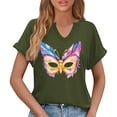 thumbnail image 6 of ATENAR T Shirts for Women Short Sleeve Casual Shirts for Women V Neck Tee Army Green S, 6 of 6