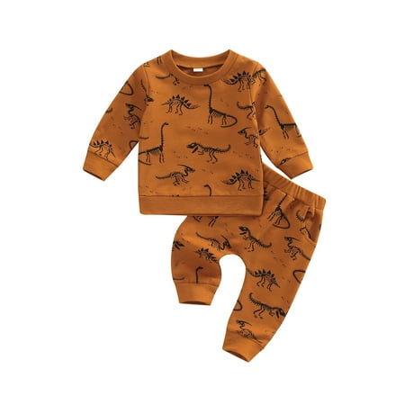 

Toddler Baby Boy Girl Fall Winter Clothes Printed Long Sleeve Crew Neck Sweatshirt Pullover Tops Pants Set Outfits