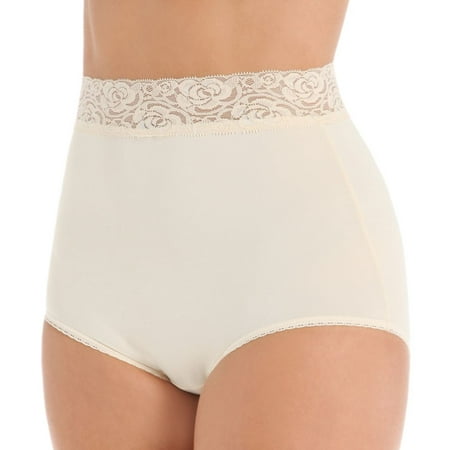 

Women s Teri 313 Grace Lace Trim Microfiber Brief Panty (Beige 10)