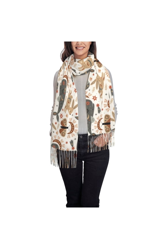 Ramadan Whale Women's Traditional Scarf Wrap Tassel Shawl Fringes Neck Head Shawl Retro Scarf