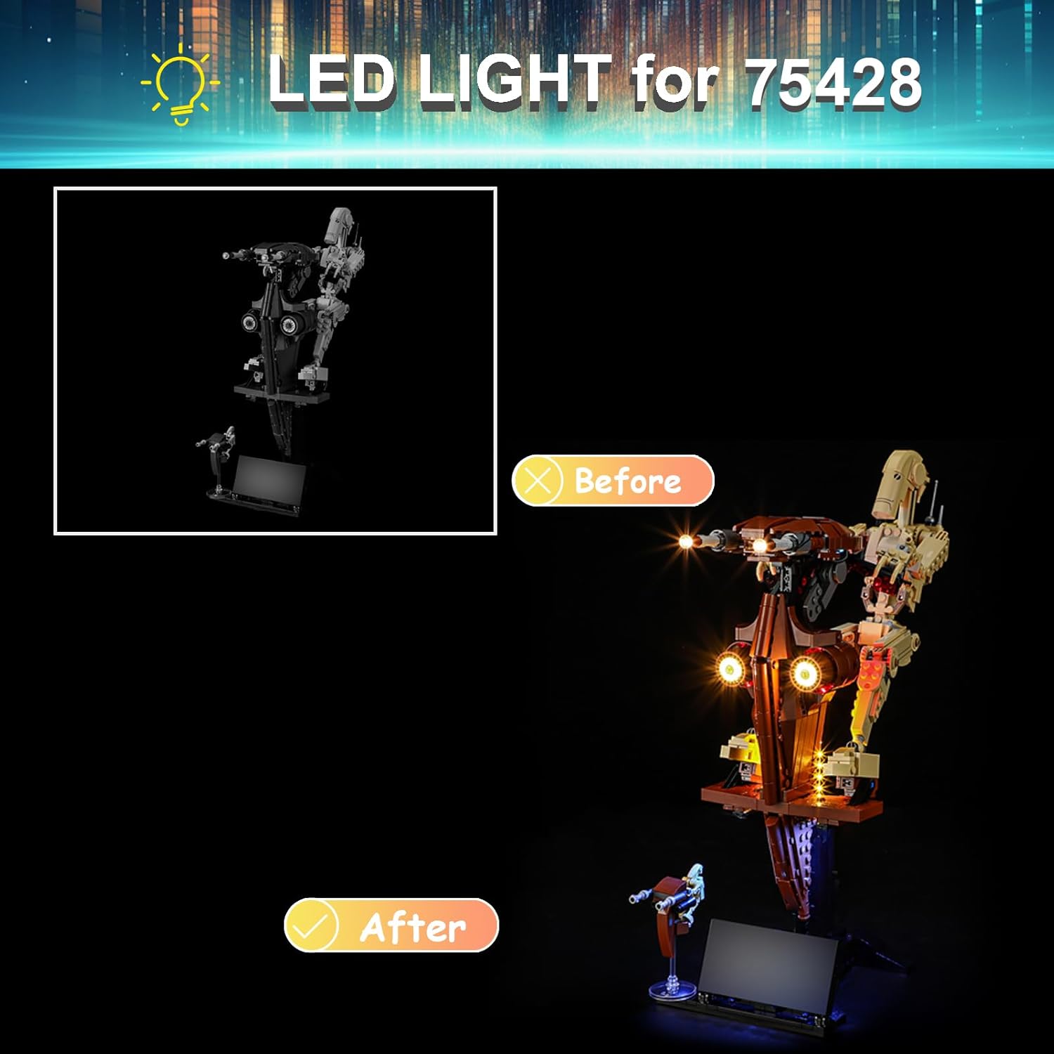LED Light Kit for Lego 75428 Battle Droid with STAP,Compatible with Lego 75428 Building Blocks Model(Not Include Blocks Set)