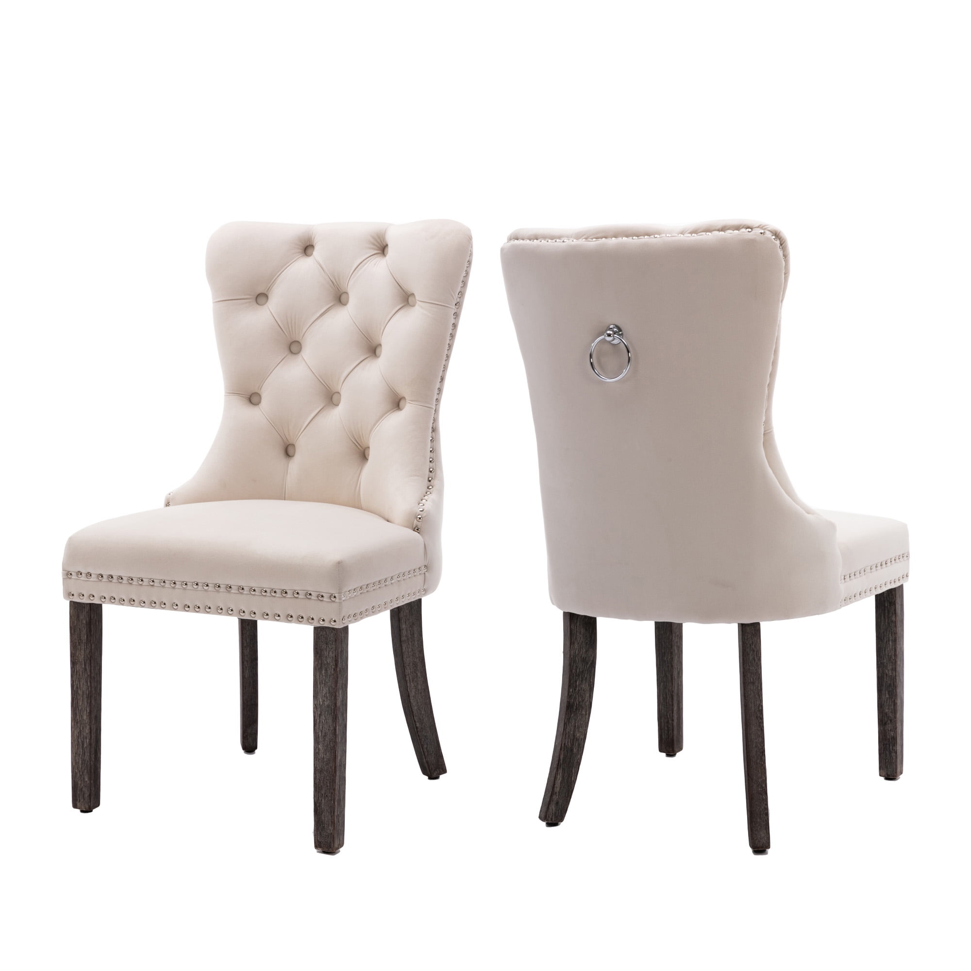 KCC Dining Chair Set of 2, Upholstered Velvet Tufted Side Chair, Modern Padded Kitchen Chair