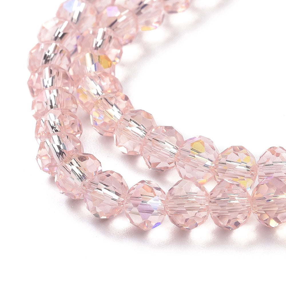Electroplate Glass Beads Strands Half Rainbow Plated Faceted Rondelle Pink 10x8mm Hole: 1mm about 63~65pcs/strand 19.2~20 inch(48~50cm)