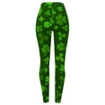 thumbnail image 4 of BOOMILK Leggings for Women St. Patrick's Day Shamrock Print Trendy High Waist Workout Leggings Slim Stretch Yoga Pants Green, 4 of 7