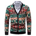 thumbnail image 2 of Men's V Neck Sweaters Fashion Pattern Kitted Buton Up Cardigans Comfy Warm Casual Knit Sweater Outwear Coats, 2 of 5