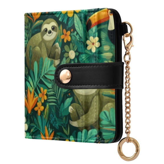 Qxltty Playful Sloths Ladies Wallet Rfid Slim Thin Compact Credit Card Women Wallet Zipper Coin Pocket and ID Window for Female Gifts