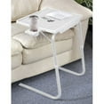 thumbnail image 2 of Portable Foldable Comfortable TV Tray Table - Laptop, Eating, Drawing Tray Table Stand - Adjustable Height & Angle Tray - Sliding Adjustable Cup Holder - White, 2 of 6