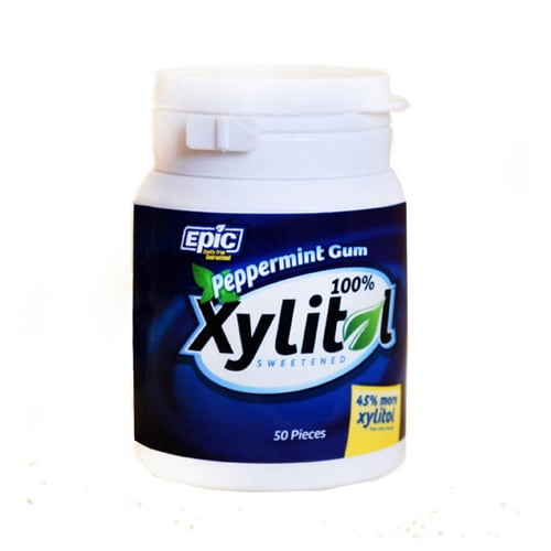 Epic Dental 100 Xylitol Sweetened Gum, Peppermint 50 Ea, 6 Pack