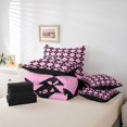 thumbnail image 6 of Manfei Teens Pink Black Bowknot Bedding Comforter Set 7 Pieces, Cartoon Buffalo Plaid Full Bedding Set, Kawaii Princess Ribbon Reversible Fitted Sheet Flat Sheet, Breathable Home Decor, 6 of 8