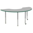 thumbnail image 1 of ECR4Kids 36in x 72in Half Moon Everyday T-Mold Adjustable Activity Table Grey/Green/Silver - Super Leg, 1 of 2