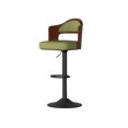 thumbnail image 6 of ClinQ Swivel Adjustable Bar Stools Set of 2, PU Leather Upholstered Bar Chairs with Bentwood Backrest and Hydraulic Lift for Kitchen Island, Green, 6 of 9