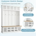 thumbnail image 5 of shunda K Farmhouse Wooden Style 78''H Modern Hall Tree with Wide Storage Seating Bench, Entryway Shoe Cabinet with 13 Compartments, Elegant Coat Rack with 6 Hooks for Mudroom, Living room, White, 5 of 5