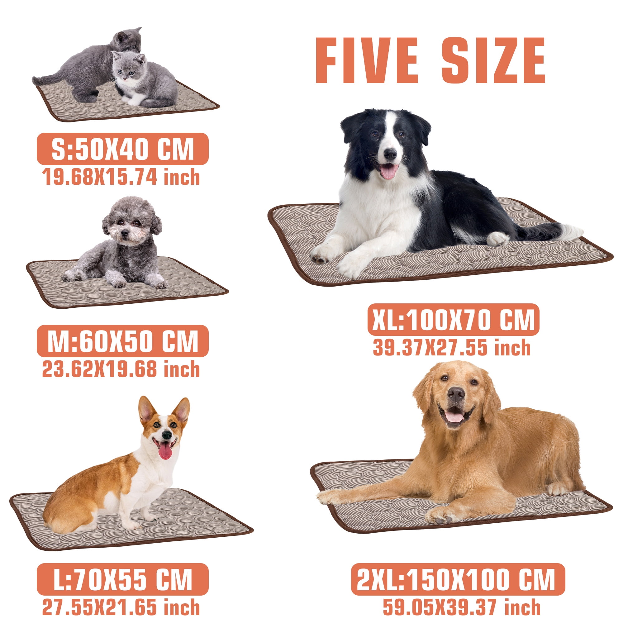 YouLoveIt Washable Portable Pet Soft Pad Summer Dog Mat for Small Medium Large Dogs Non-Slip Pet Reusable Training Pad Fast Absorbent for Beds, Crates and Kennels
