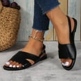 thumbnail image 2 of Xfvqtps Sandals for Womens Slingback Flat Bottomed Open Toe Slip on Solid Color Simplicity Adjustable Buckle Non Slip Breathable Beach Summer Casual Shoes Black, 2 of 9