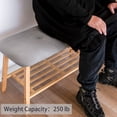 thumbnail image 4 of StorageWorks Upholstered Fabric Bench, Entryway Bench with Shoe Storage Shelf, Gray, 4 of 8
