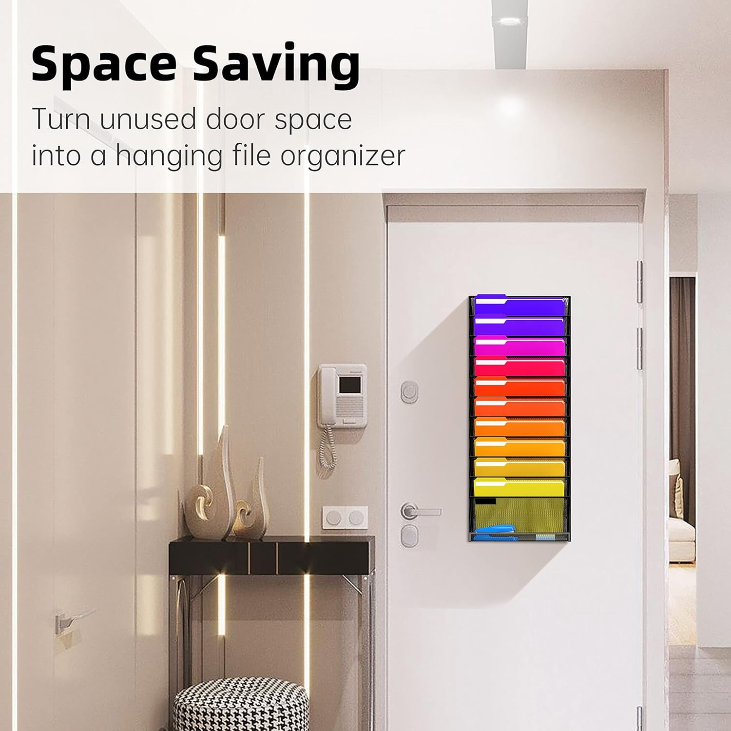 INTIGE Hanging File Organizer Wall File Holder, Wall Organizer for Papers, Folders, Magazines, Office Organization