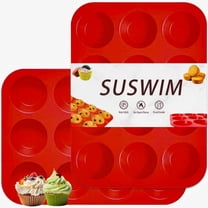 SUSWIM 2 Pack Silicone Muffin Pan & Cupcake Pans for Baking - 12 Cup Regular Size Egg Bites Molds