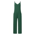 thumbnail image 4 of TAIAOJING Jumpsuits For Women Casual Summer Fashion Yoga Square Neck Strap Jumpsuit Training Rib Sleeveless Solid Color Sports Jumpsuit, 4 of 7