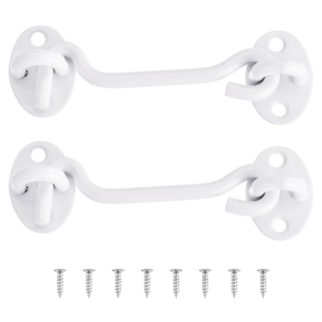 Uxcell 2 paquetes de pestillo de gancho y ojo de 4 pulgadas para puerta de granero de acero inoxidable, blanco
