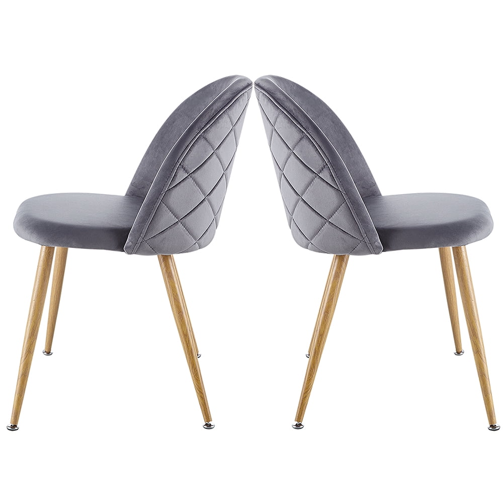 Lowestbest 2 Set Modern Dining Chairs, Velvet Chairs with Metal Legs and Padded Seat&Back, Side Chairs for Makeup/Bedroom/Kitchen/Living Room, Grey Lowestbest 2 Set Modern Dining Chairs, Velvet Chairs with Metal Legs and Padded Seat&Back, Side Chairs for Makeup/Bedroom/Kitchen/Living Room, Grey