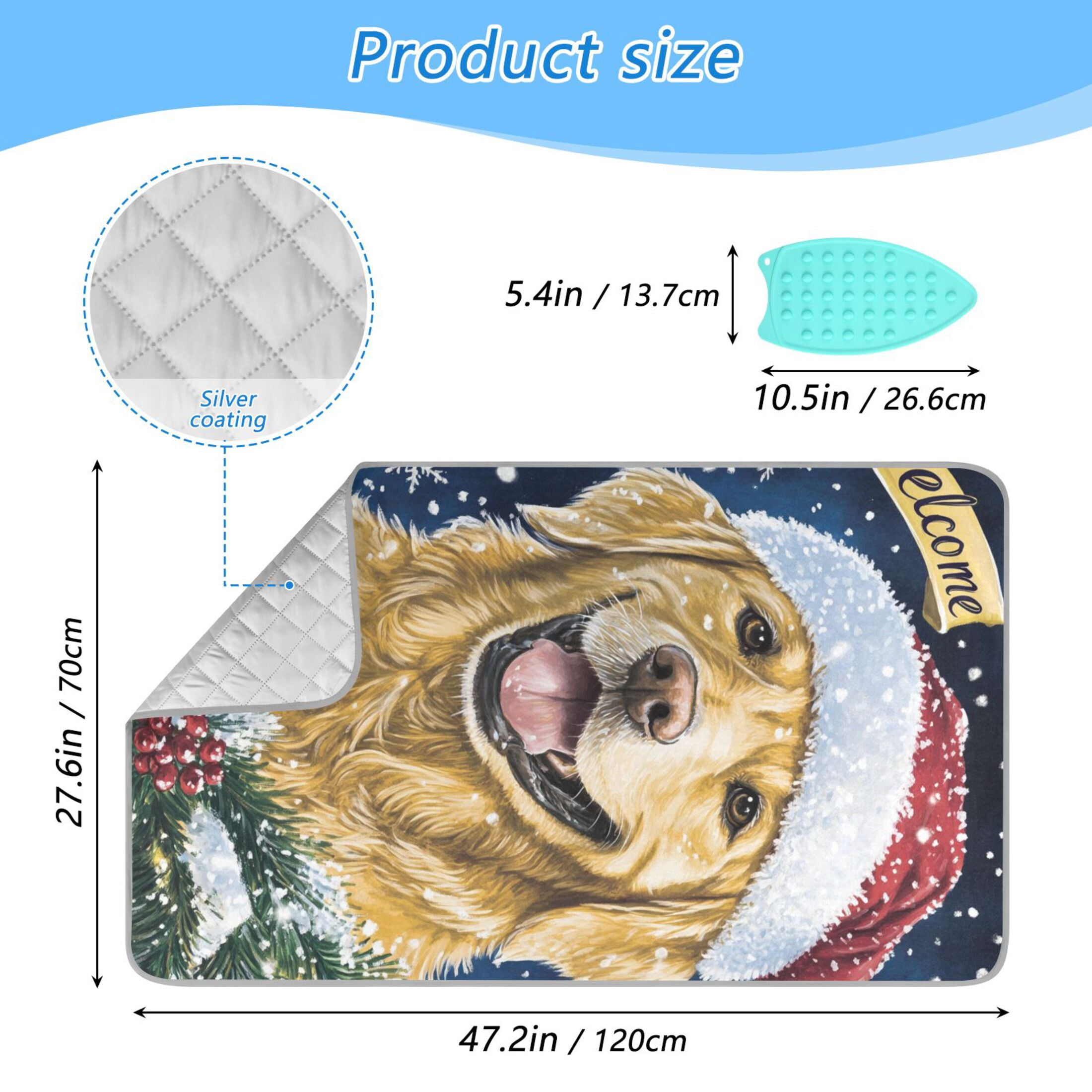 Cute Dog in Winter Ironing Mat Blanket for Table Top Travel Portable Ironing Board Pad 47.2x27.6 Inch