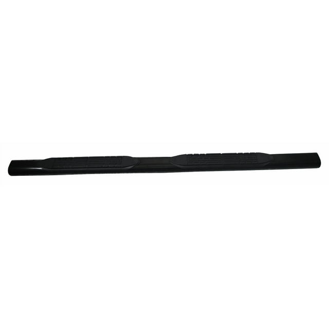 TrailFX Nerf Bar A1542B TFX 4 Oval Tube Side Steps; With Step Pads; 4 Inch Oval Straight; Powder Coated; Black; Mild Steel; With Welded End Caps; Rocker Panel Mount